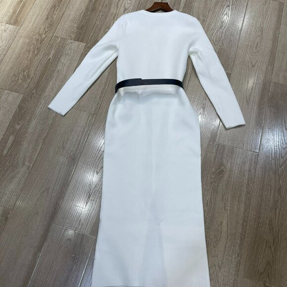 Sandro square neck solid color belted dress - Picture 7 of 7